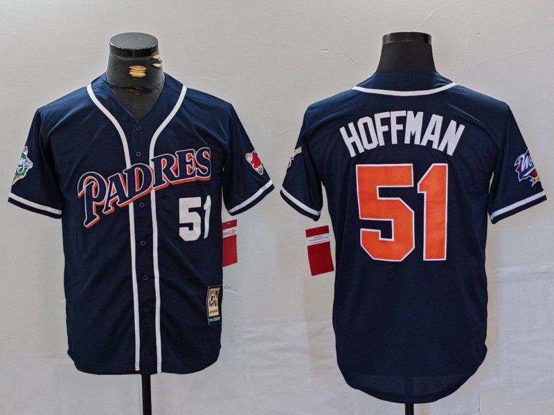 Men San Diego Padres #51 Hoffman Blue Throwback 2024 Nike MLB Jersey style 1